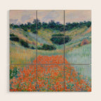 Poppy Field in a Hollow near Giverny Claude Monet Wood Wall Art Gallery Image 1
