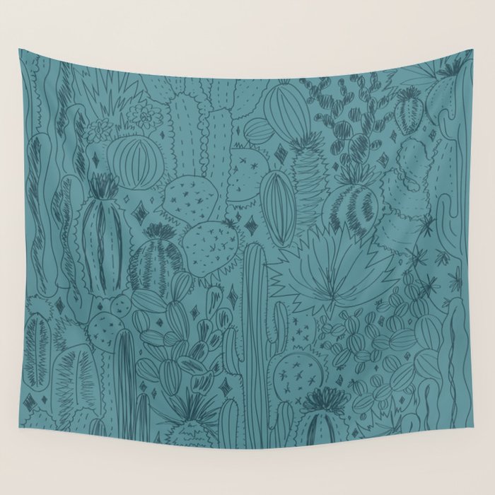 Cactus Scene in Blue Wall Tapestry Gallery Image 4