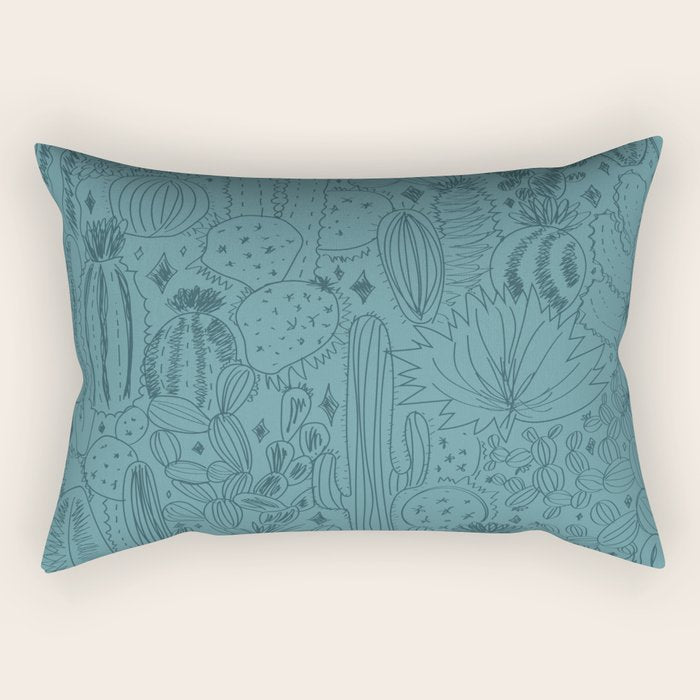 Cactus Scene in Blue Rectangular Pillow Gallery Image 2