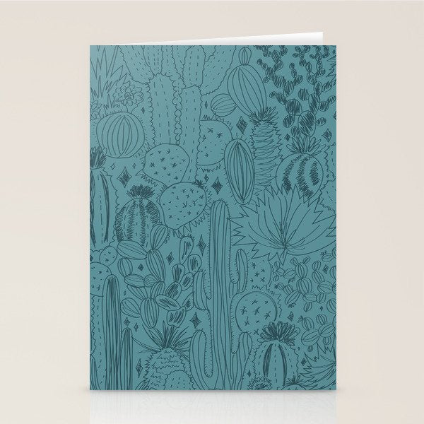 Cactus Scene in Blue Stationery Card Gallery Image 2