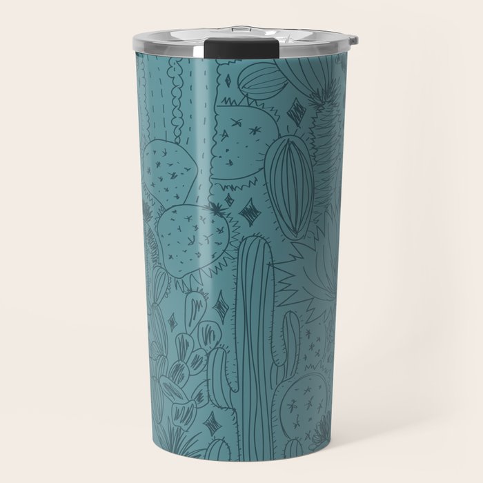 Cactus Scene in Blue Travel Mug Gallery Image 1