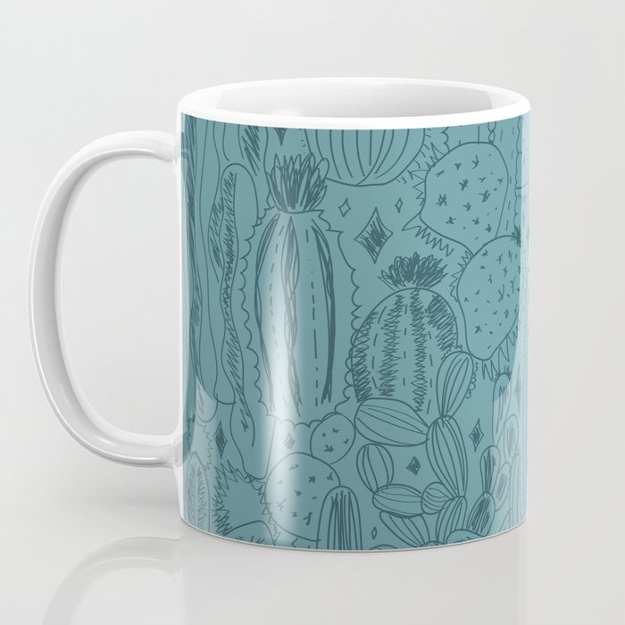 Cactus Scene in Blue Coffee Mug Gallery Image 3