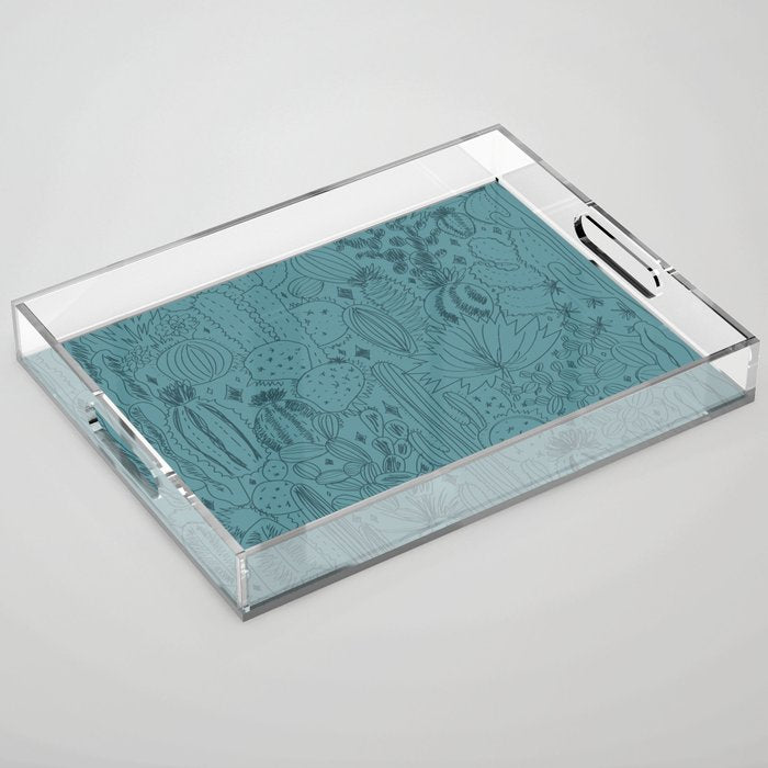 Cactus Scene in Blue Acrylic Tray Gallery Image 1