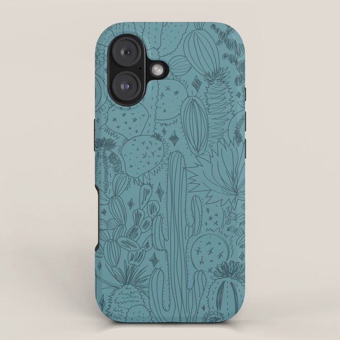 Cactus Scene in Blue iPhone Case Gallery Image 1