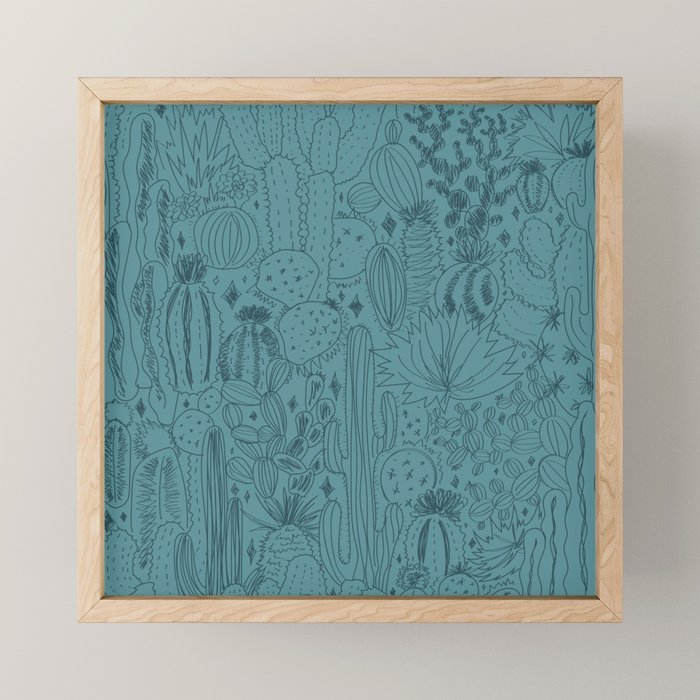 Cactus Scene in Blue Mini Art Print Gallery Image 1
