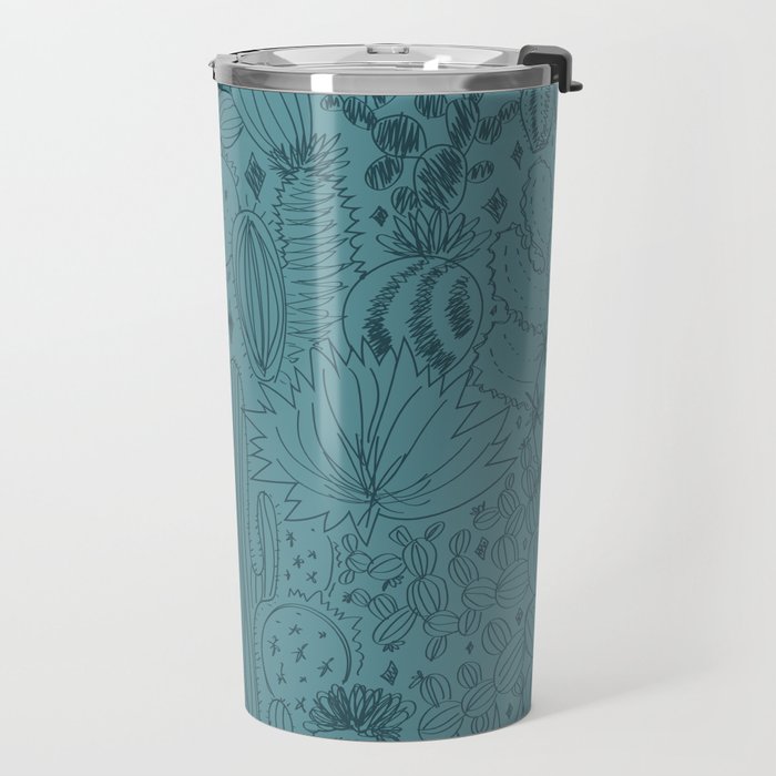 Cactus Scene in Blue Travel Mug Gallery Image 2