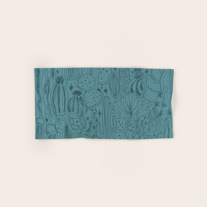 Cactus Scene in Blue Bath Towel Gallery Image 1