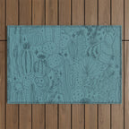 Cactus Scene in Blue Outdoor Rug Gallery Image 1
