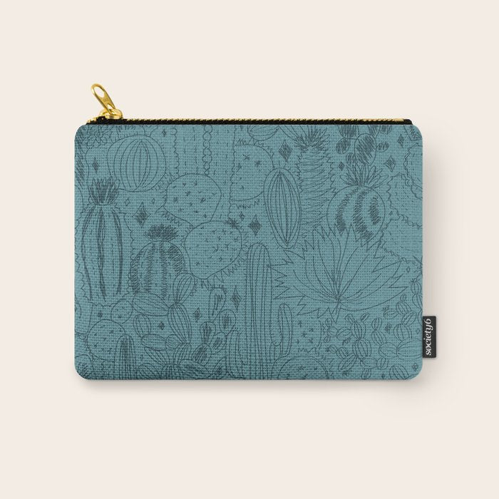 Cactus Scene in Blue Carry All Pouch Gallery Image 1