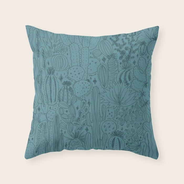 Cactus Scene in Blue Throw Pillow Gallery Image 6