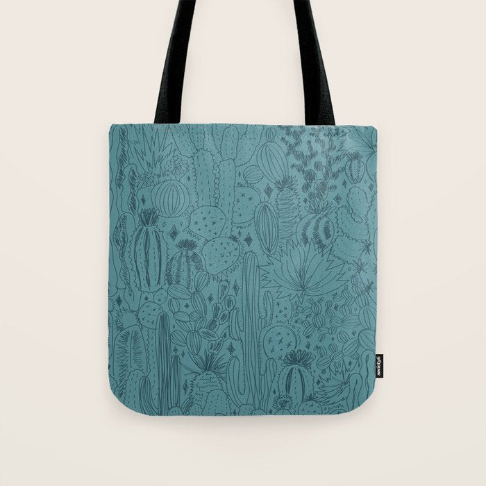 Cactus Scene in Blue Tote Bag Gallery Image 1