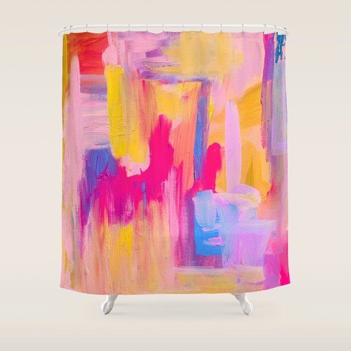 Summer Pink Pastel Abstract  Shower Curtain Gallery Image 1