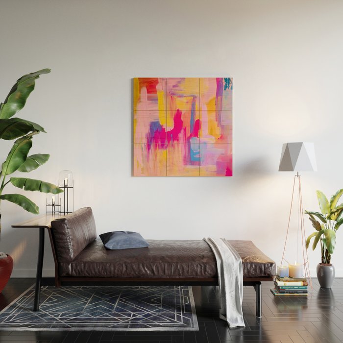 Summer Pink Pastel Abstract  Wood Wall Art Gallery Image 2