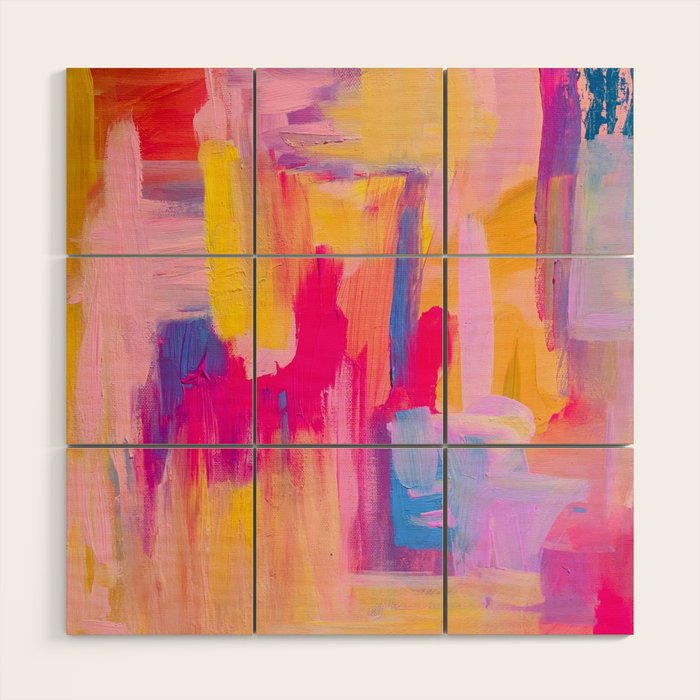 Summer Pink Pastel Abstract  Wood Wall Art Gallery Image 1