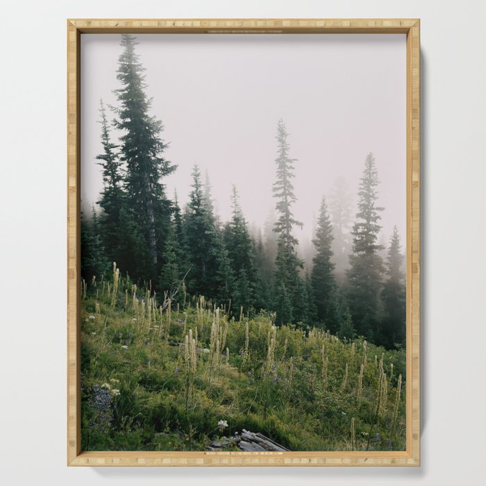 Foggy Green Forest Serving Tray Gallery Image 1