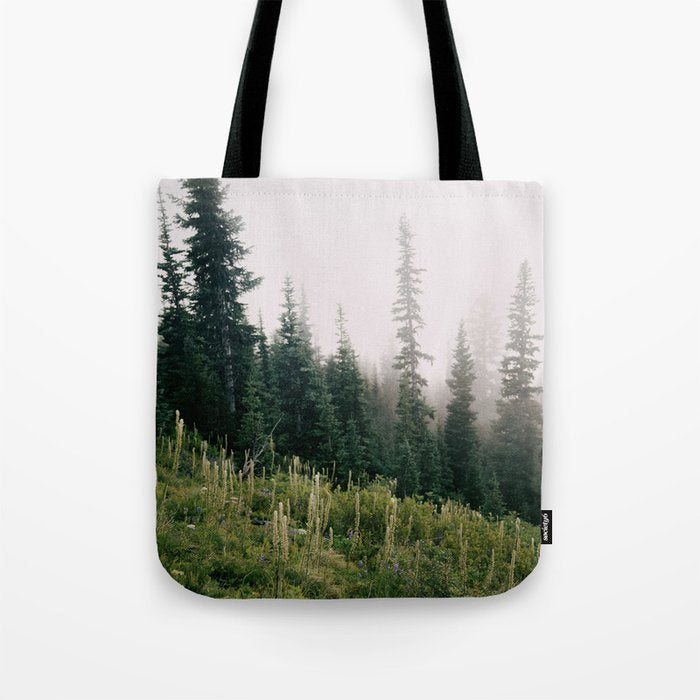 Foggy Green Forest Tote Bag Gallery Image 1