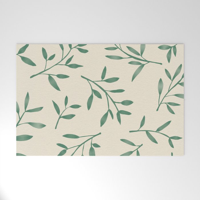 Leaf Pattern Watercolor - Green Welcome Mat Gallery Image 1