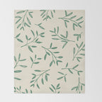 Leaf Pattern Watercolor - Green Throw Blanket Gallery Image 2