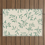 Leaf Pattern Watercolor - Green Outdoor Rug Gallery Image 1