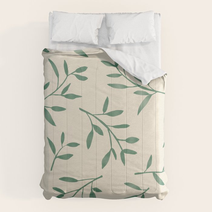 Leaf Pattern Watercolor - Green Comforter Gallery Image 6