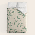 Leaf Pattern Watercolor - Green Comforter Gallery Image 6