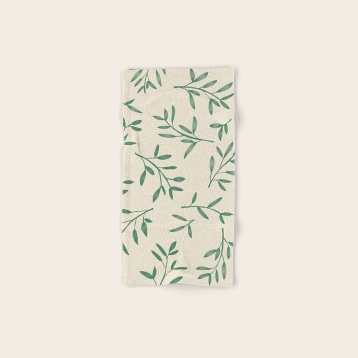 Leaf Pattern Watercolor - Green Bath Towel Gallery Image 1