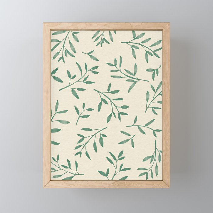 Leaf Pattern Watercolor - Green Mini Art Print Gallery Image 1