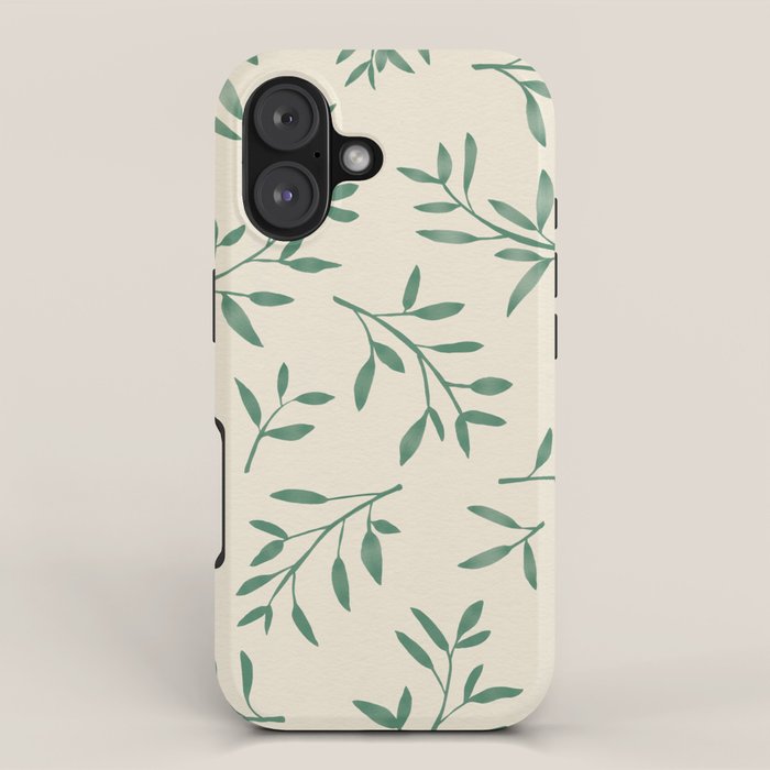 Leaf Pattern Watercolor - Green iPhone Case Gallery Image 1