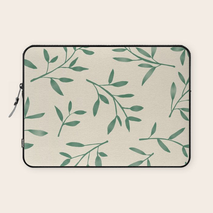 Leaf Pattern Watercolor - Green Laptop Sleeve Gallery Image 1