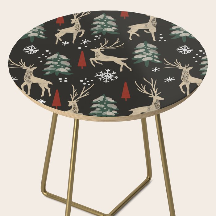 Deer in the snowy night Side Table Gallery Image 2