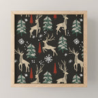 Deer in the snowy night Mini Art Print Gallery Image 1