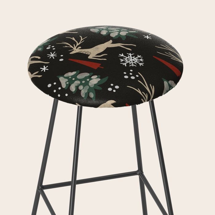 Deer in the snowy night Stool Gallery Image 2