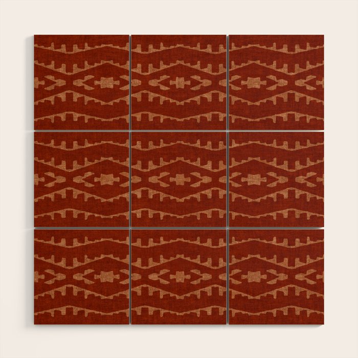 Country Western Pattern in Terracotta Earthtones Wood Wall Art Gallery Image 1