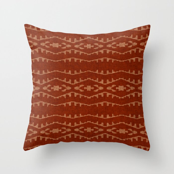 Country Western Pattern in Terracotta Earthtones Throw Pillow Gallery Image 1