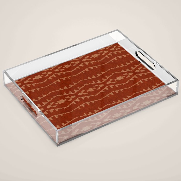 Country Western Pattern in Terracotta Earthtones Acrylic Tray Gallery Image 1