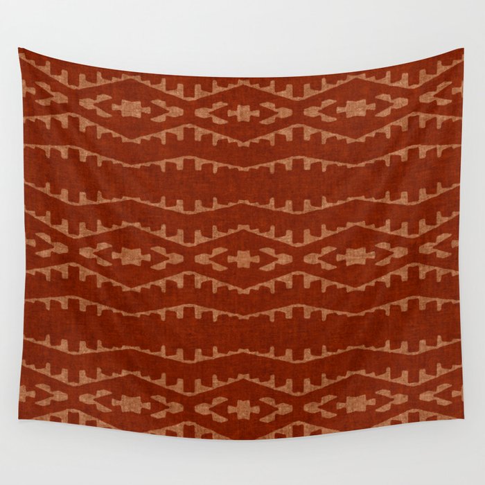 Country Western Pattern in Terracotta Earthtones Wall Tapestry Gallery Image 4