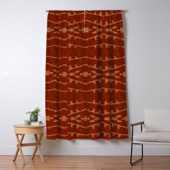 Country Western Pattern in Terracotta Earthtones Window Curtain Gallery Image 5