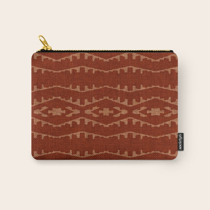 Country Western Pattern in Terracotta Earthtones Carry All Pouch Gallery Image 1
