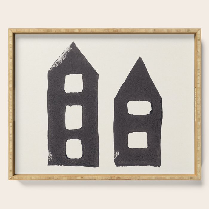 Tiny Houses #3 | Hand-printed Linocut Serving Tray Gallery Image 1