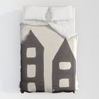 Tiny Houses #3 | Hand-printed Linocut Duvet Cover Gallery Image 6