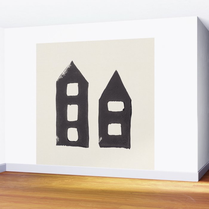 Tiny Houses #3 | Hand-printed Linocut Wall Mural Gallery Image 2
