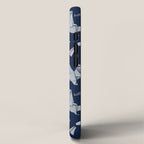 Origami metallic dragon friends // oxford navy blue background metal silver fantasy animals iPhone Case Gallery Image 2