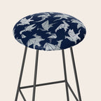 Origami metallic dragon friends // oxford navy blue background metal silver fantasy animals Stool Gallery Image 2