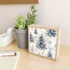 Blue beige winter christmas trees watercolor illustration Mini Art Print Gallery Image 2