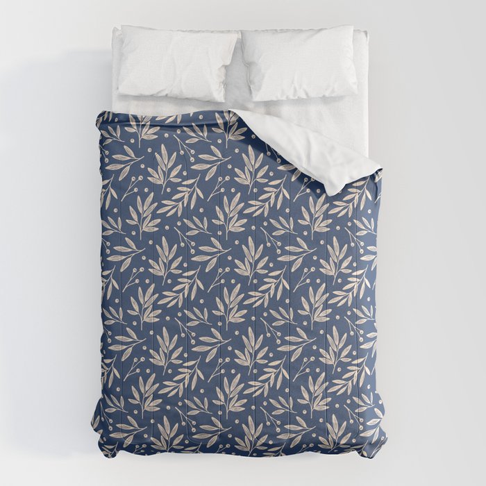 Botanic Pattern - Navy Comforter Gallery Image 1