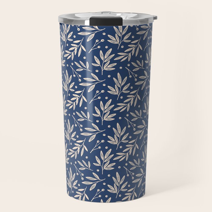 Botanic Pattern - Navy Travel Mug Gallery Image 1