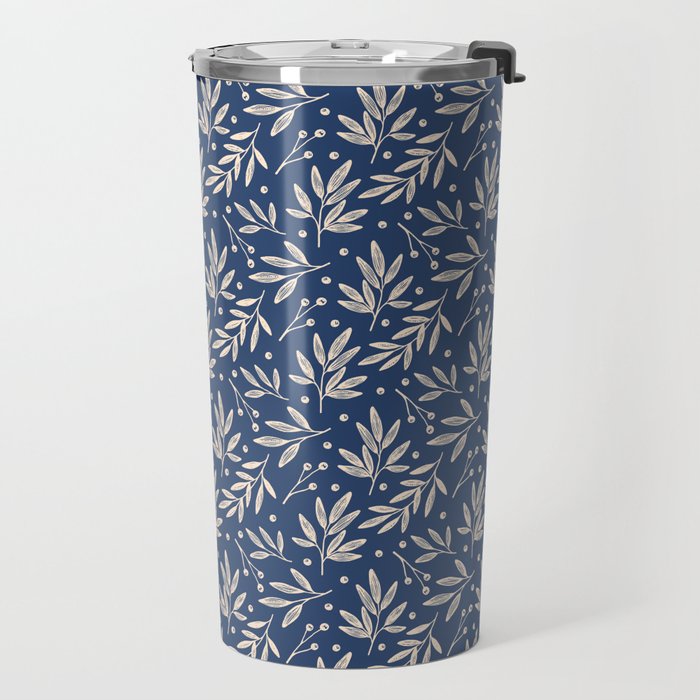 Botanic Pattern - Navy Travel Mug Gallery Image 2