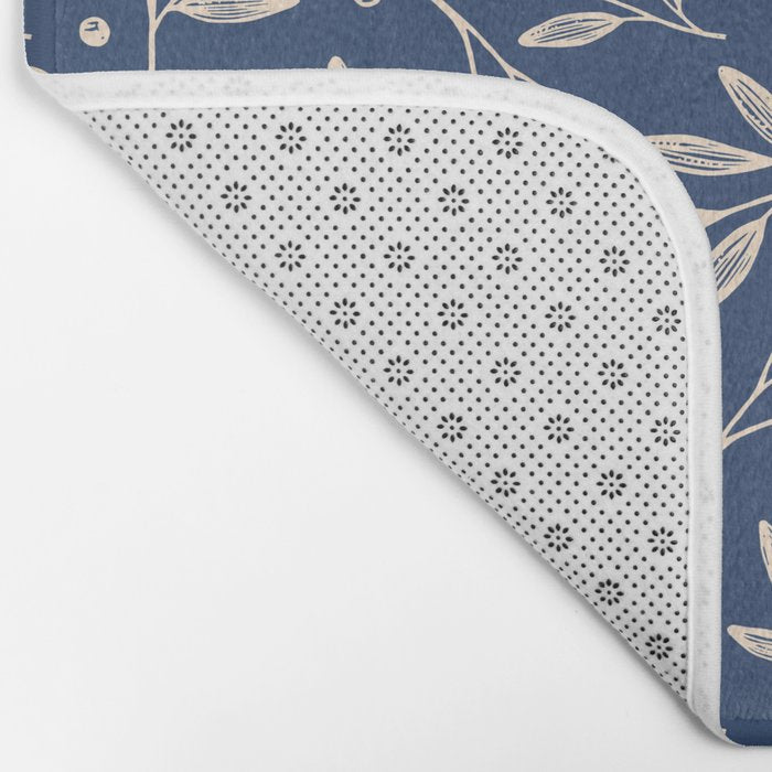 Botanic Pattern - Navy Bath Mat Gallery Image 2