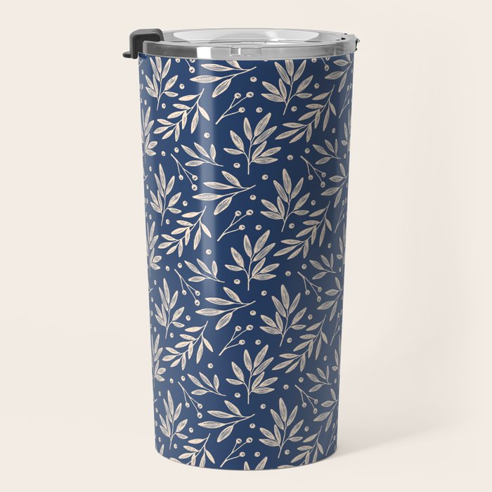 Botanic Pattern - Navy Travel Mug Gallery Image 3