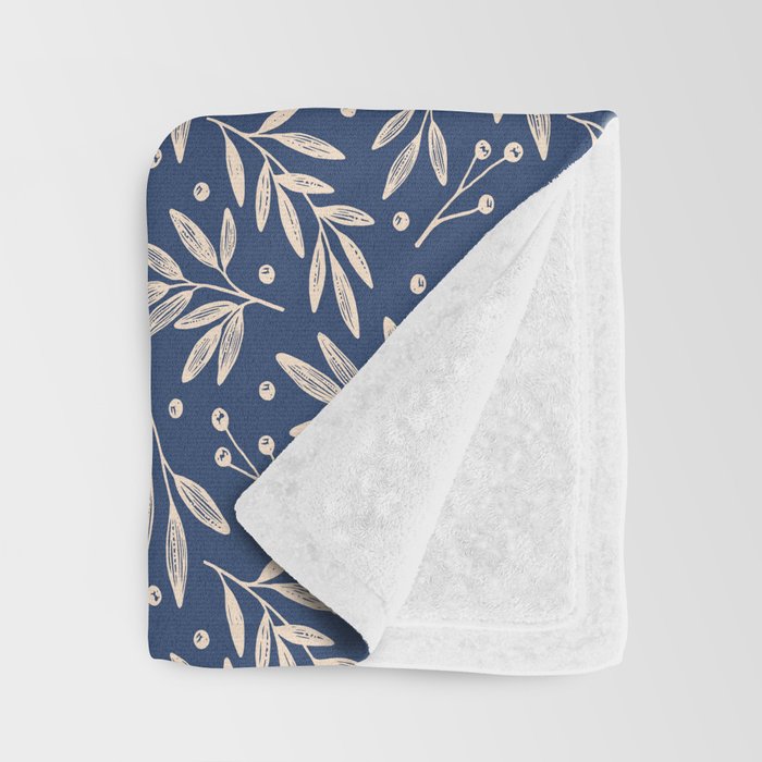 Botanic Pattern - Navy Throw Blanket Gallery Image 3